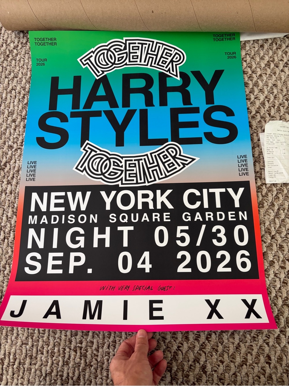 Harry Styles Together Together tour night 5- 9/4/26. With original MSG receipt